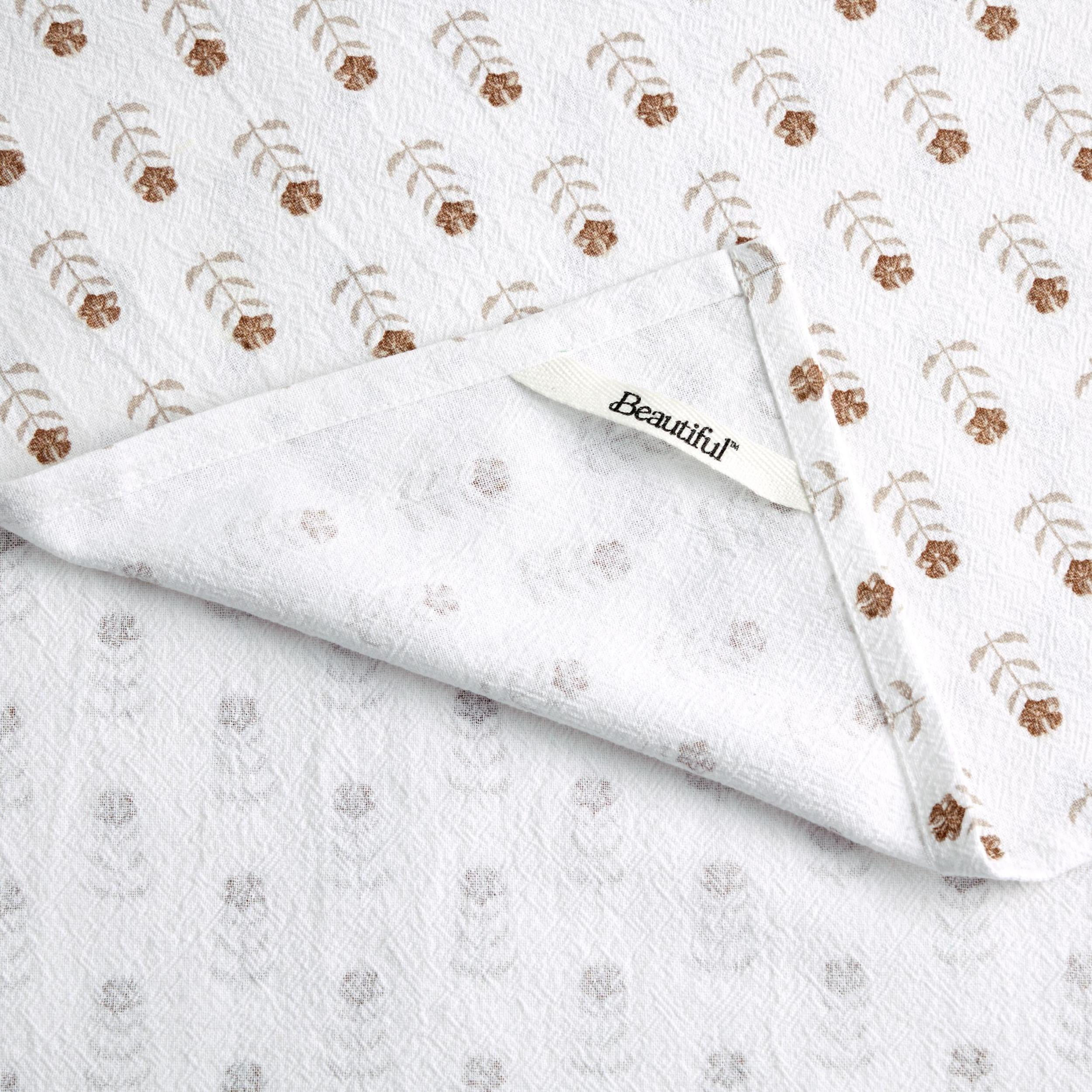 Beautiful Home by Drew Barrymore 1-Piece Printed Floursac Cloth, Porcini Taupe, 30"W x 30"L