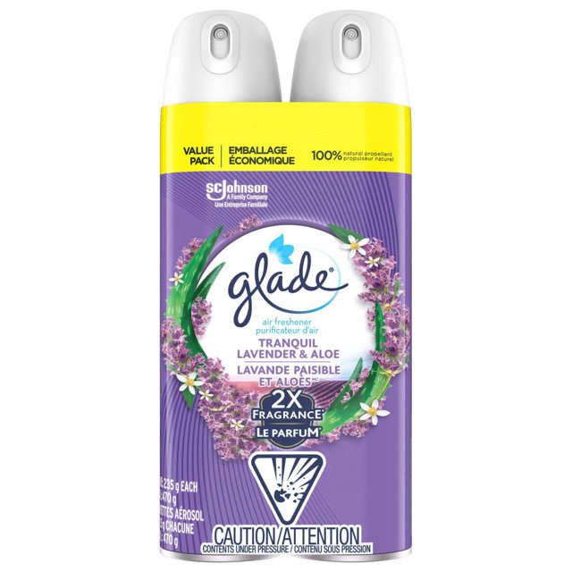 Glade® Air Freshener Odor Fighting Room Spray, Tranquil Lavender & Aloe, 2pk