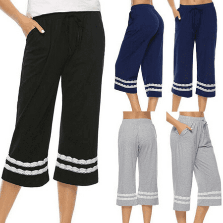 

Women s Cotton Sleepwear Pajama Pants Sleep Cropped Lounge Bottoms Elestic Waist