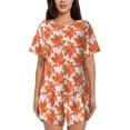 thumbnail image 1 of Fotbe Maple Leaves A Conjunto de Pijama Estampado para Mujer, 2 Piezas, Ropa de Dormir con Camiseta de Manga Corta y Shorts Suaves-4X-Large, 1 of 6