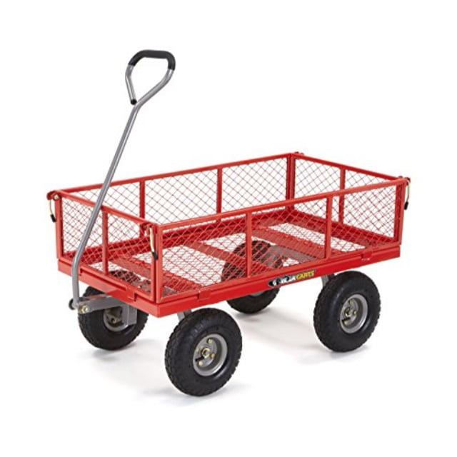 Capacity 800-lbs Gorilla Carts GOR800-COM Steel Utility Cart with Removable Sides Renewed Red 