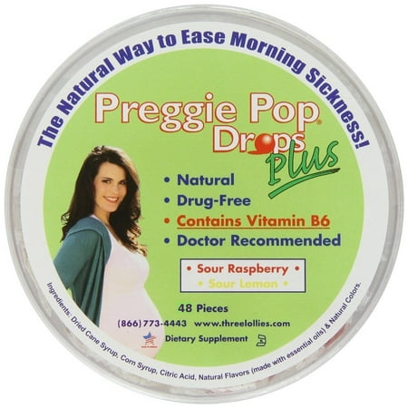 Preggie Pop Drops Plus w/ Vitamin B6, Morning Sickness Relief, 48 (Best Cure For Pregnancy Nausea)
