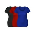 thumbnail image 4 of Emmalise Women's Short Sleeve Tshirt Scoop Neck Tee Value Set (3Pk, Blk, Red, Royal, Large), 4 of 6