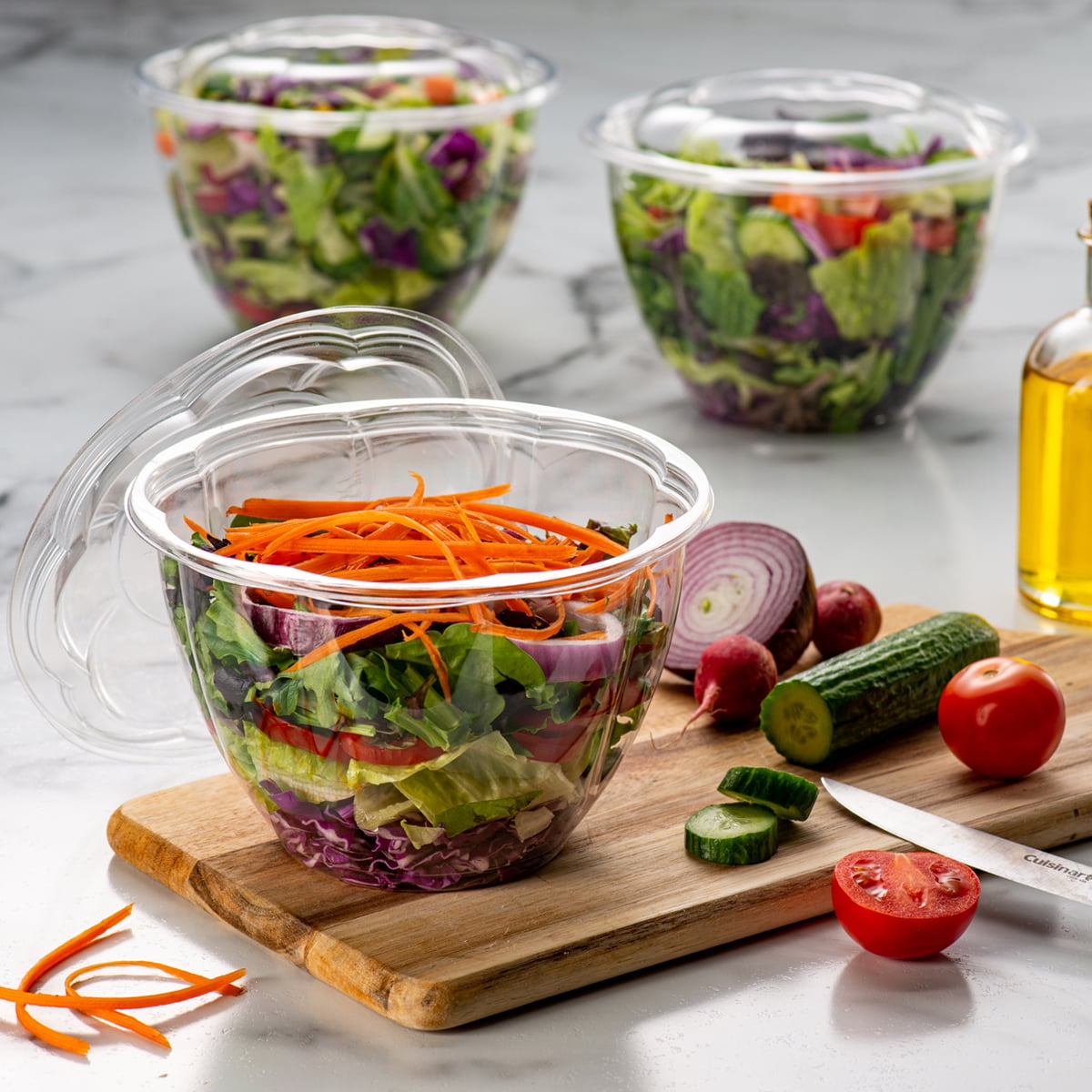POPMISOLER 252 Pack Clear Plastic Salad Bowls with Lids Disposable,24OZ  Reusable Salad Bowl with Lid,Disposable Salad Bowls with Lids,Salad To Go