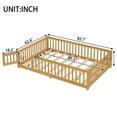 thumbnail image 4 of Montessori Bed with Rails, Queen Size Floor Bed with Door & Slats Support, Wood Playhouse Bed with Fence, No Box Spring Needed,Natural, 4 of 8