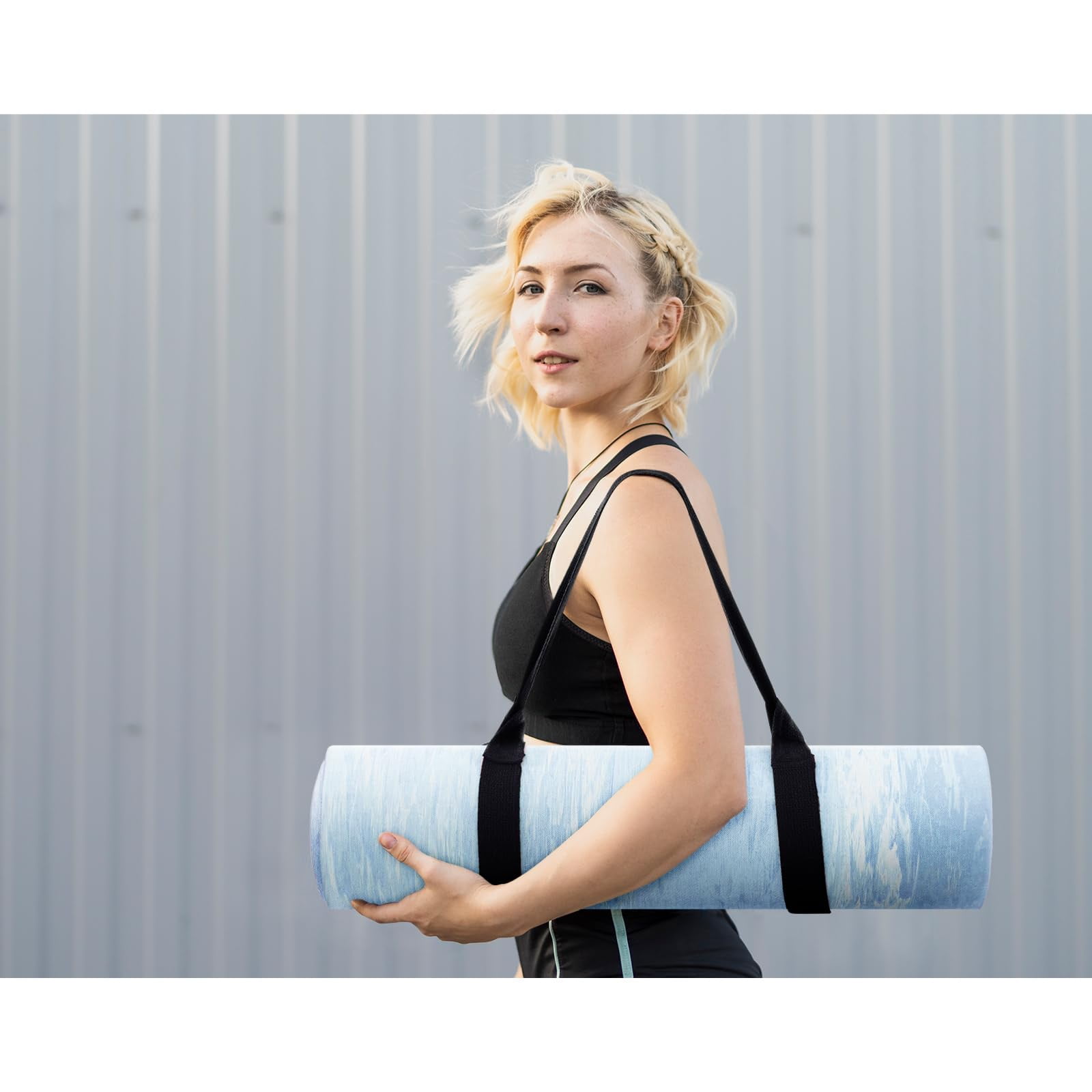 UMINEUX Extra Thick Yoga Mat, 2/5 Inch (10MM), Natural Rubber and TPE Non Slip Yoga Mats with Strap for Women Men, Eco Friendly Exercise Mat for Yoga, Pilates, Blue