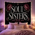 thumbnail image 2 of Soul Sisters Message With Roses and Black Bow, Nostalgic Gothic Style for Women, Friendship Wall Decor, Friendship Gift, Tapestry Wall Hanging for Bedroom and Dorm, 2 of 6