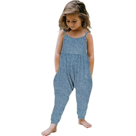 

Newborn Baby Girl Pants Toddler Kids Girls Summer Fashion Cute Imitation Denim Print Suspenders Romper Jumpsuit New Jumpsuit Blue 3T