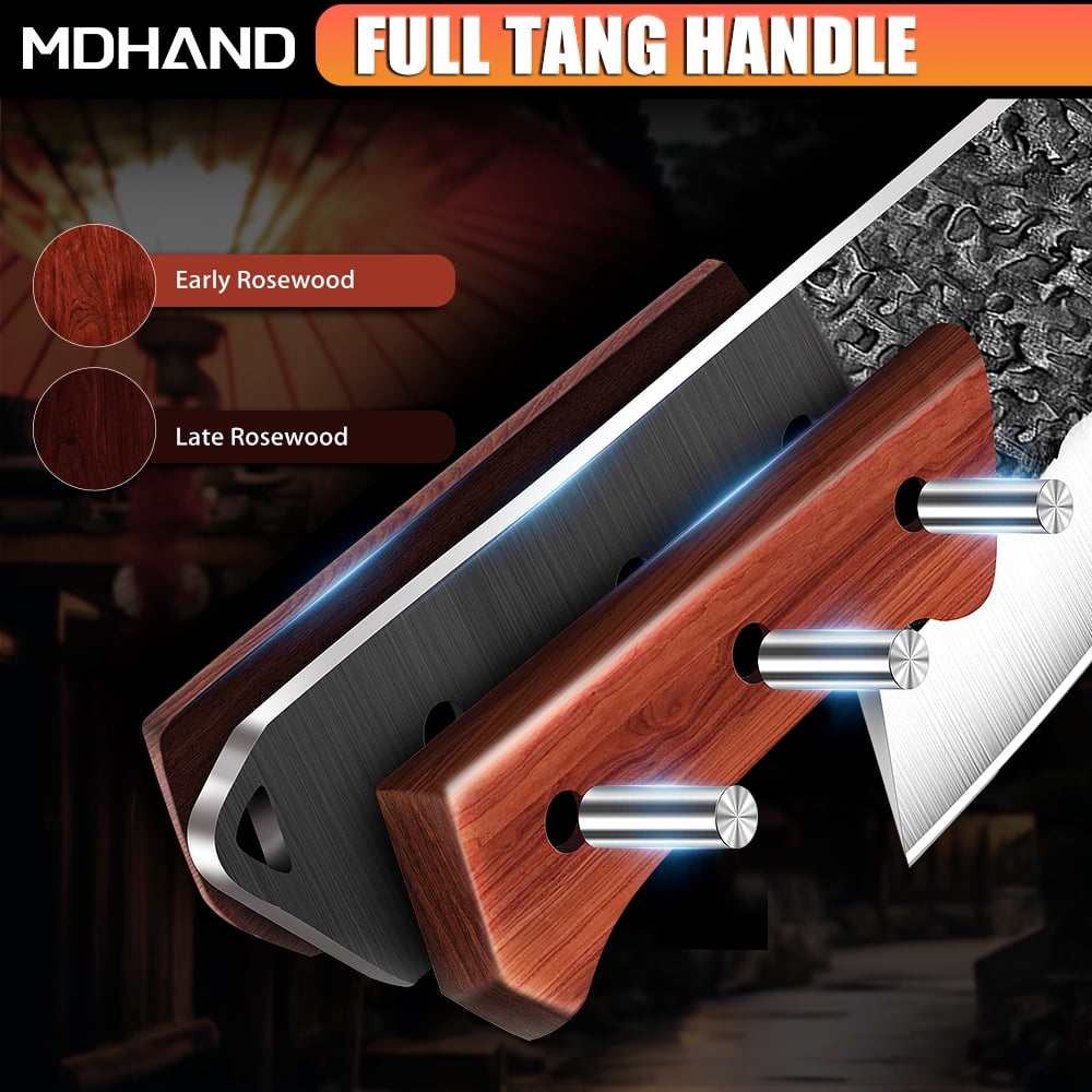 MDHAND Hand Forged Chef Knife Set 4 Piece Serbian Kitchen Cleaver High Carbon Steel Wood Handle Gift Box