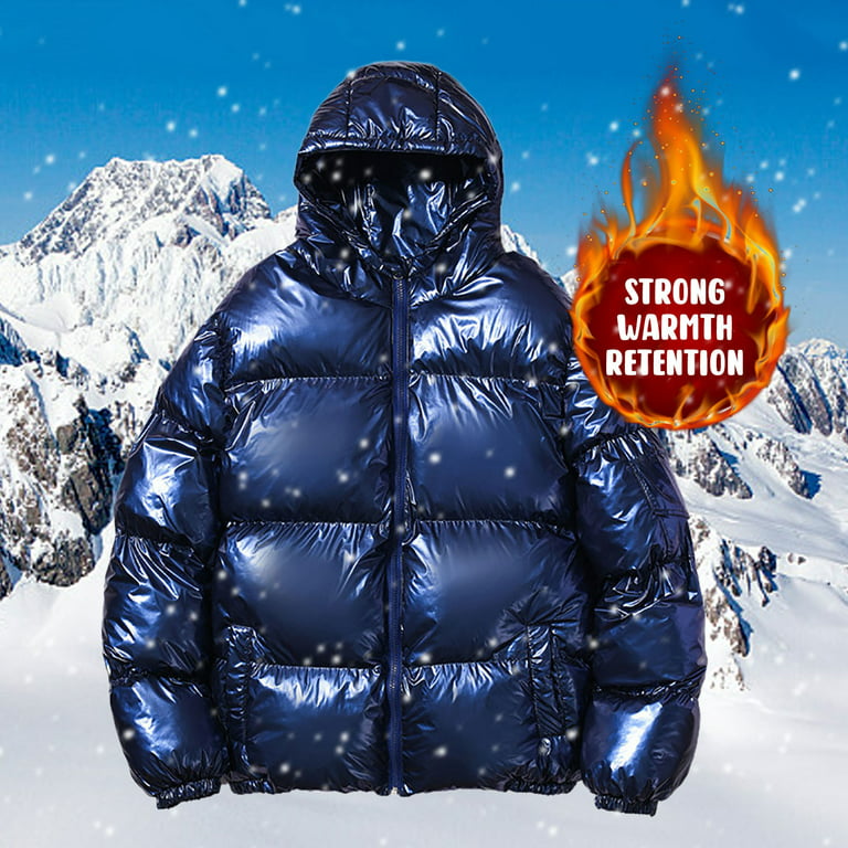 LEEy-world Winter Coat Men Lightweight Puffer Jakcet, Packable Winter Puffy  Jacket with 2 Packing Bag Blue,XL