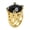 Gold Black, variant on Gothic Openwork Carved Four Prong Statement Ring, Large Oval CZ Stone Gold Plated Stainless Steel Men’s Biker Signet Band