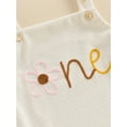thumbnail image 6 of Caoirhny Baby Girls Romper Overalls Bodysuit Letter Flower Embroidery Buttons Straps Infant Jumpsuit Summer Clothes, 6 of 9