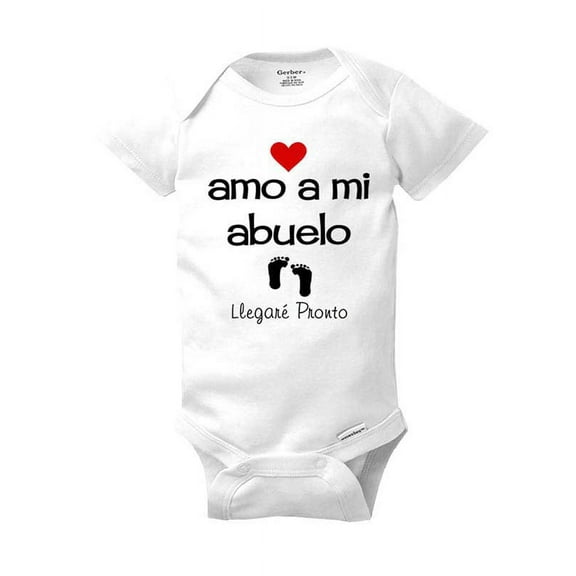 Amo a mi abuelo Llegare Pronto bodysuit - wallsparks cute & funny Brand Spanish Surprise baby birth pregnancy announcement - White Newborn Size (0-3 Mos) Unisex