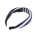 thumbnail image 5 of Unique Bargains 1 Pc Grace Stripe Pattern Wide Cross Knot Headbands for Women White Navy Blue, 5 of 6