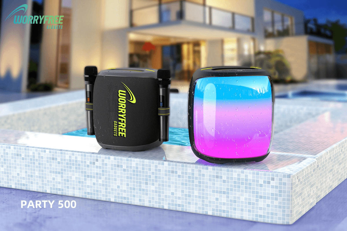 100W Portable Bluetooth Party Speaker with Two Microphones, Tripod stand LED Lights