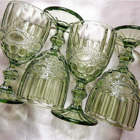 1PC European Style Vintage Embossed Petal Glass Carved Red Wine Glass Juice Glass, Goblet