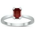 thumbnail image 1 of SZUL Women's Emerald Shaped 6X4MM Garnet Solitaire Ring in 10K White Gold, 1 of 4