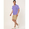 thumbnail image 4 of INSPIRE CHIC Camisa de cuadros a rayas estampada con botones y manga corta en color en contraste para hombre Azul blanco M, 4 of 6