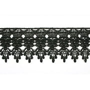 Altotux 3" Embroidered Floral Scalloped Venice Lace Trim Victorian Guipure Sewing Supplies By Yard (Black)