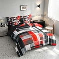 thumbnail image 2 of Manfei Abstract Geometric Full Size Bedding Sets, Watercolor Artwork Full Size Bed in a Bag, Red, Black and White, Black Reversible 7pcs, 2 of 6