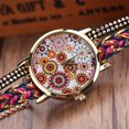 thumbnail image 3 of Reloj de pulsera tejido de múltiples capas para mujer Reloj de pulsera de cuarzo de aleación con esfera floral (rojo rosa), 3 of 4
