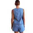 thumbnail image 3 of LYMAYTER Women's Denim Set‌ Sleeveless Bow Back Vest High Waist Shorts Casual Two Piece Summer Outfit, 3 of 8