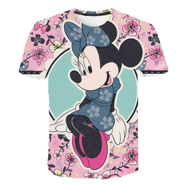 Camisetas de Mickey Mouse para niñas, camisetas con estampado de dibujos animados, camisetas de manga corta de verano, ropa para camisetas de la serie Disney, Outfits11T Gao Jinjia LED