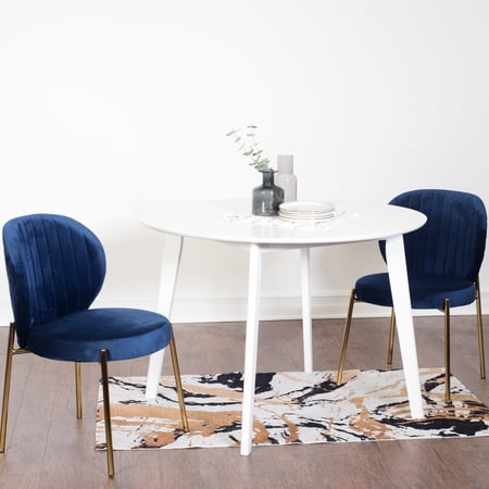Contemporary 3 Dining - White Round Table With 2 Chairs & Rubberwood Materials Soft Velvet Upholstered Elevates Experience And Construction Luxurious Fits Any Decor