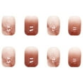 thumbnail image 5 of GHSOHS French Tip Press on Nails Short Style Wearable Pink Nail Stickers Simple Jumping Color Ice Through Red Nail Change To Show White Nails 24 Count with Glue, 5 of 6