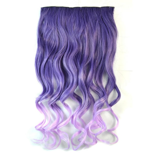 Fiudx Extensión de Cabello con Clip de Colores, Peluca de Fibra Resistente Al Calor, Fácil de Colocar y Quitar, Postizo Largo y Rizado, Accesorio de Moda para Mujer, Diseño Degradado, Versatilidad de