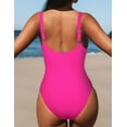 thumbnail image 5 of Firpearl Women's One Piece Tummy Control Swimsuits Push Up Bathing Suits with Underwire Front Cross Ruched Swimwear Hot Pink US10, 5 of 7