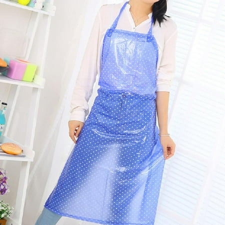 

ankishi Transparent Acid Resistant Home PVC Simple Anti-Oil Waterproof Dots Kitchen Apron