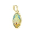 thumbnail image 2 of 14k Yellow Gold, Holy Spirit Communion Confirmation Pendant Colorful Enamel Oval Medal 15mm with 16" Dainty Neck Chain, 2 of 7