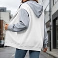 thumbnail image 4 of Womens Hoodies Color Block Fleece Lined Full Zip Quick-Dry Sweatshirt Drawstring Hood Side Pockets Mid Length for Street Shopping Daily Hangout | TruBelle,White 2XL, 4 of 7