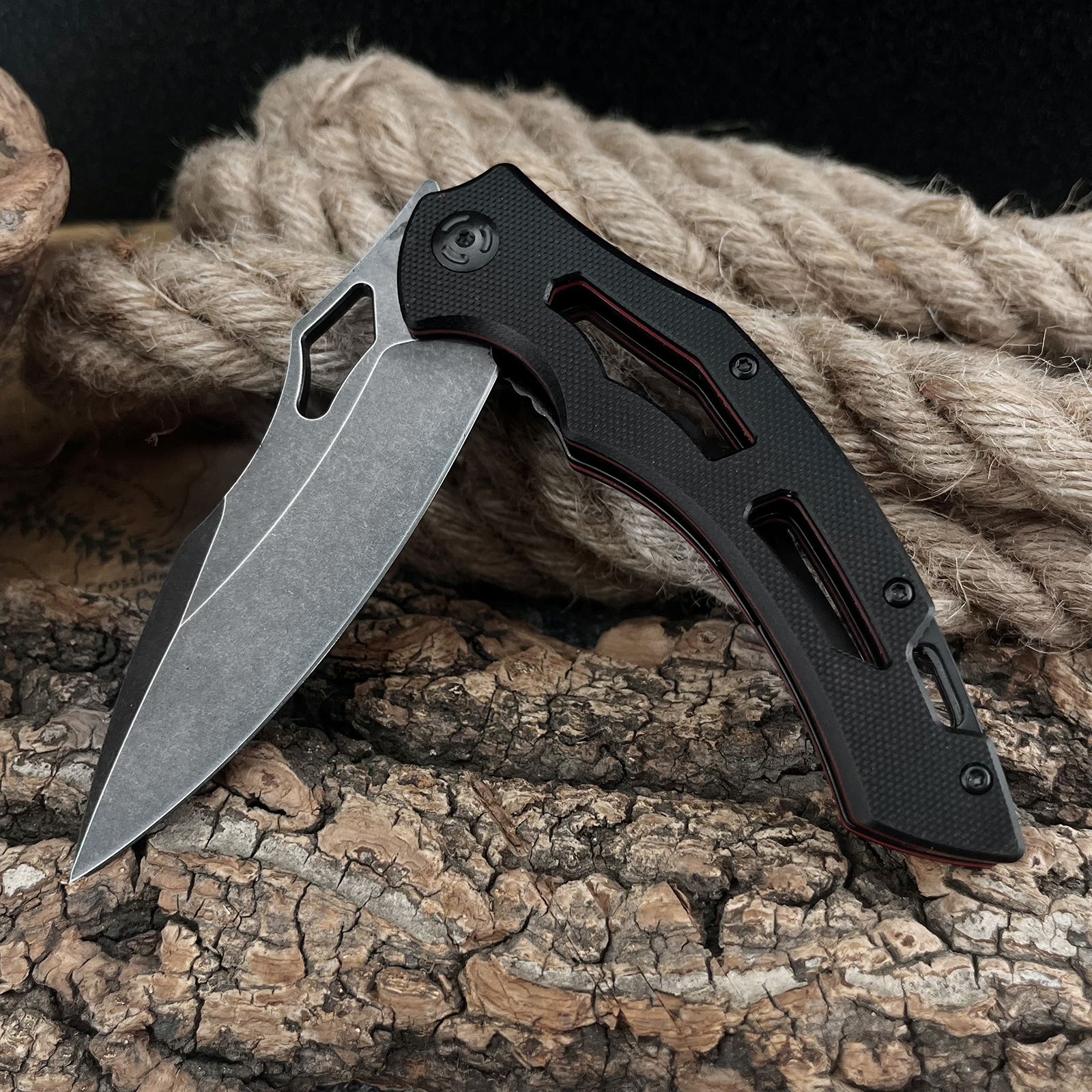 EDC Folding Outdoor Knife, 8Cr13MoV Blade, 420 Steel Handle, Portable Multi-Function Utility Knife