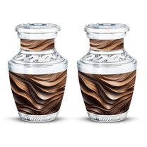 SUBSH Organic Wooden Waves - Cremation Keepsakes for Ashes - Small Urn for Ashes Dad - Ashes Urn - Cremains Containers - Urns Human Ashes (Size - 3inch,2pcs)