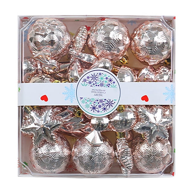 Fiudx Juego de 28 Bolas Navideñas, Adornos de Plástico Irrompibles, Diseños Coloridos Galvanizados, Decoración Colgante para Árbol de Navidad, Decoración para Fiestas y Bodas, Apto para Todas Las Eda
