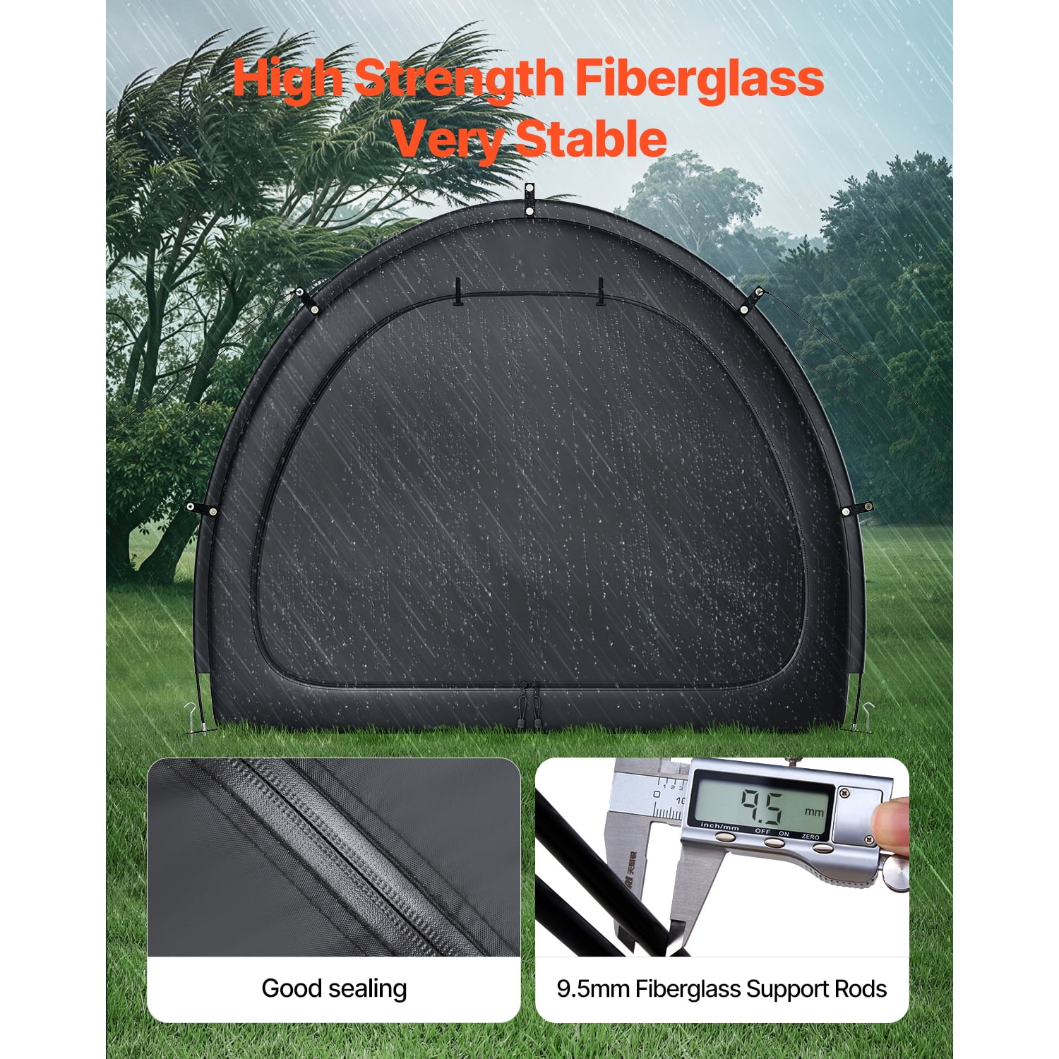 KFFKFF Outdoor Bicycle Shelter, Accommodates 1-2 Bikes, Spacious Bikes Tent with Ventilation Window, Water-Resistant Design Featuring Durable Fiberglass and Double Zippers