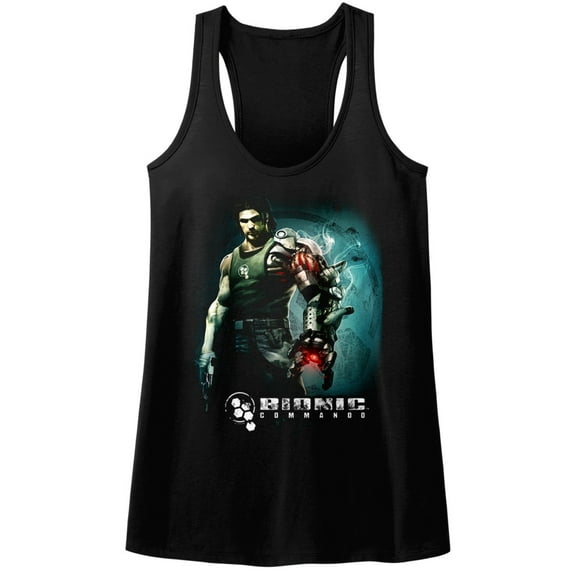 Bionic Commando Arcade Video Game Mechanical Robot Steam Arm Womens Tank Top Tee