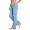 thumbnail image 2 of Zulora Women's Cargo Yoga Pants High Waist Stretchy Waistband Loose Straight Leg Casual Workout Trousers with Side Pockets, 2 of 10