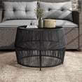 thumbnail image 5 of Afuera Living Wicker / Rattan Round Outdoor Coffee Table in Black, 5 of 20