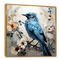thumbnail image 2 of Designart "Minimalist Blue Avian Among Florals I" Birds Of Paradise Floater Framed Wall Art Living Room, 2 of 5