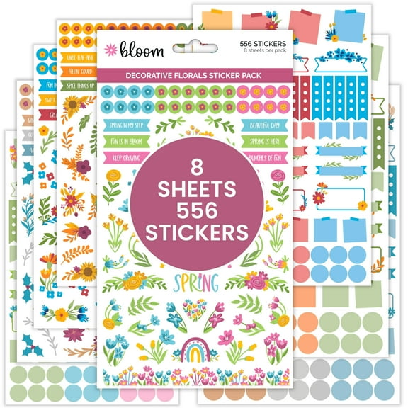 bloom daily planners Planner Stickers, Decorative Florals, 556 Stickers Included