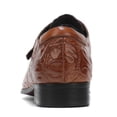 thumbnail image 4 of Santimon Brown Dress Shoes for Men Crocodile Grain Slip on Loafers Fashion Single Strap Monk Shoes US 9, 4 of 8