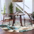thumbnail image 3 of Round Area Rug 8 Ft, Teal Tulip Butterfly Washable Non-Slip Circle Carpet for Living Room/Bedroom, Beige Turquoise Floral Farmhouse Blue Collection Low-Profile Large Area Rugs for Indoor, 3 of 8