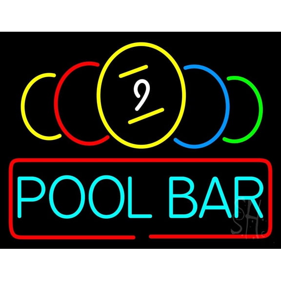 Pool Bar LED Neon Sign 15 x 19 - inches, Clear Edge Cut Acrylic Backing, with Dimmer - Bright and Premium built indoor LED Neon Sign for Bar decor.