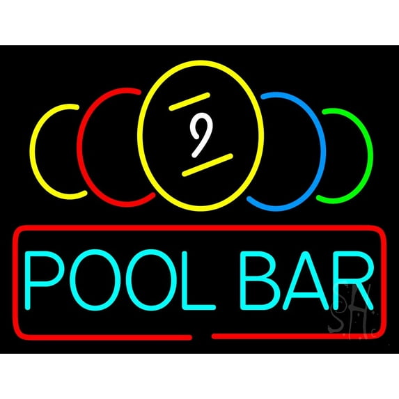 Pool Bar LED Neon Sign 15 x 19 - inches, Clear Edge Cut Acrylic Backing, with Dimmer - Bright and Premium built indoor LED Neon Sign for Bar decor.