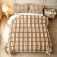 thumbnail image 2 of Manfei Classic Plaid Twin Quilt Set,Vintage Check Twin Coverlet Set,Brown Beige,2pcs,1 Bedspread and 1 Pillowcase, 2 of 7