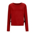 thumbnail image 6 of Womens Long Sleeve Crewneck Top, Slim Fit Crop Layering Workout Top, all warm causual Undershirt, 6 of 7