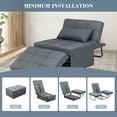 thumbnail image 4 of Ainfox Ottoman Chair Lounger Bed，4 in 1 Convertible Single Sofa Couch Futon Bed, 70.9''L x 33.9''W (Light Grey), 4 of 9